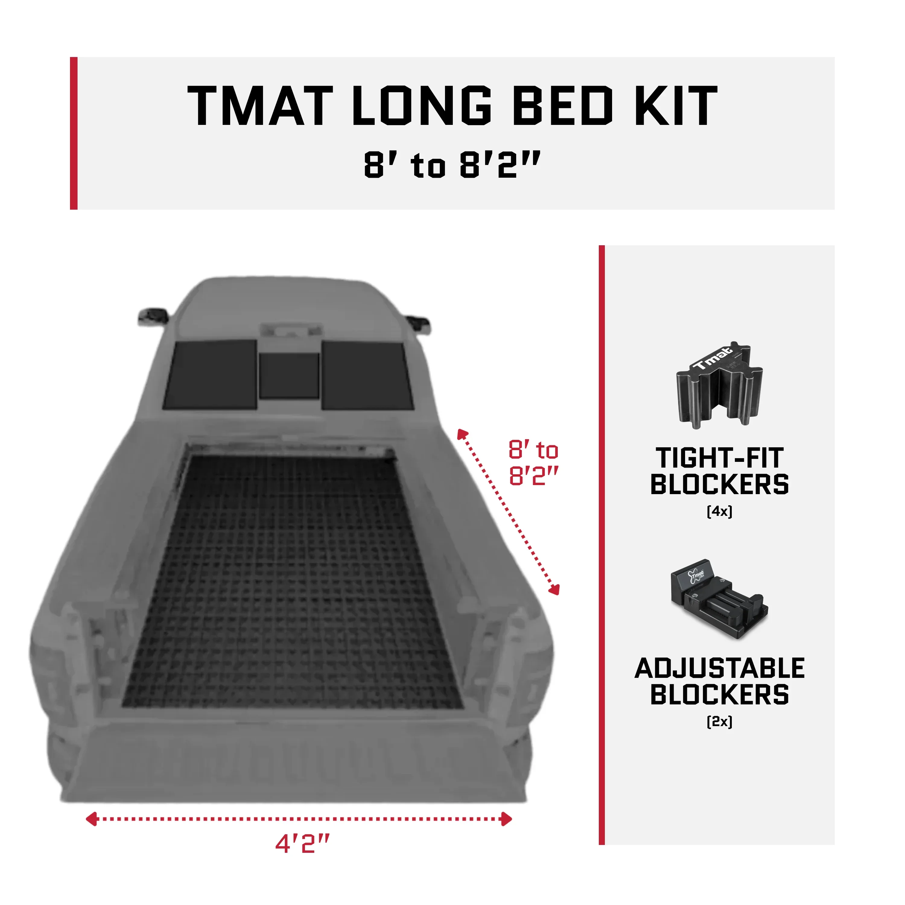 Tmat Truck Bed Organizer Slide Out Mat | Universal Fit for Long Beds 8' to 8'2" - Image 3