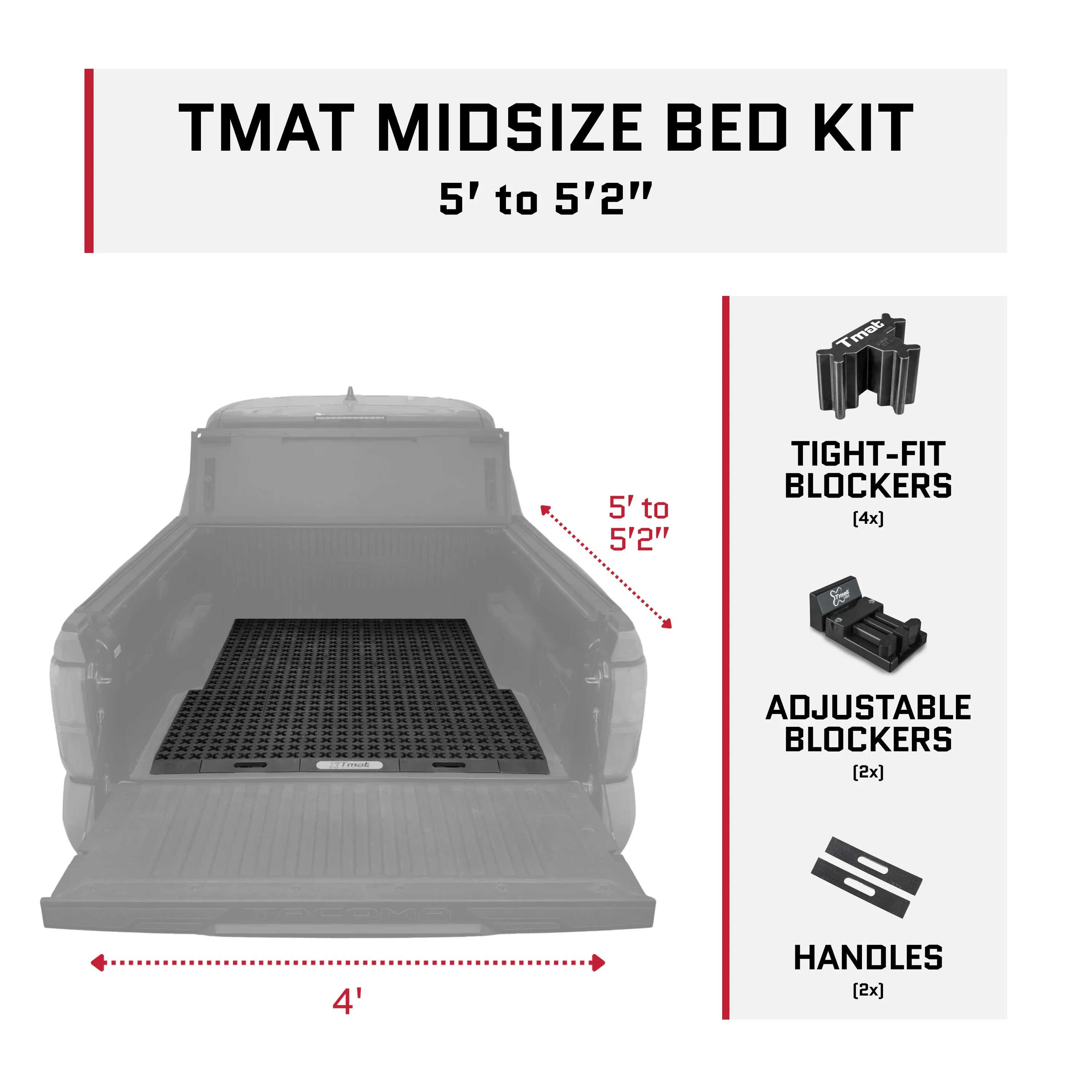 Tmat Midsize Truck Bed Organizer Slide Out Mat – Universal Fit for 5' Beds (Tacoma, Ranger, Colorado & More) - Image 3