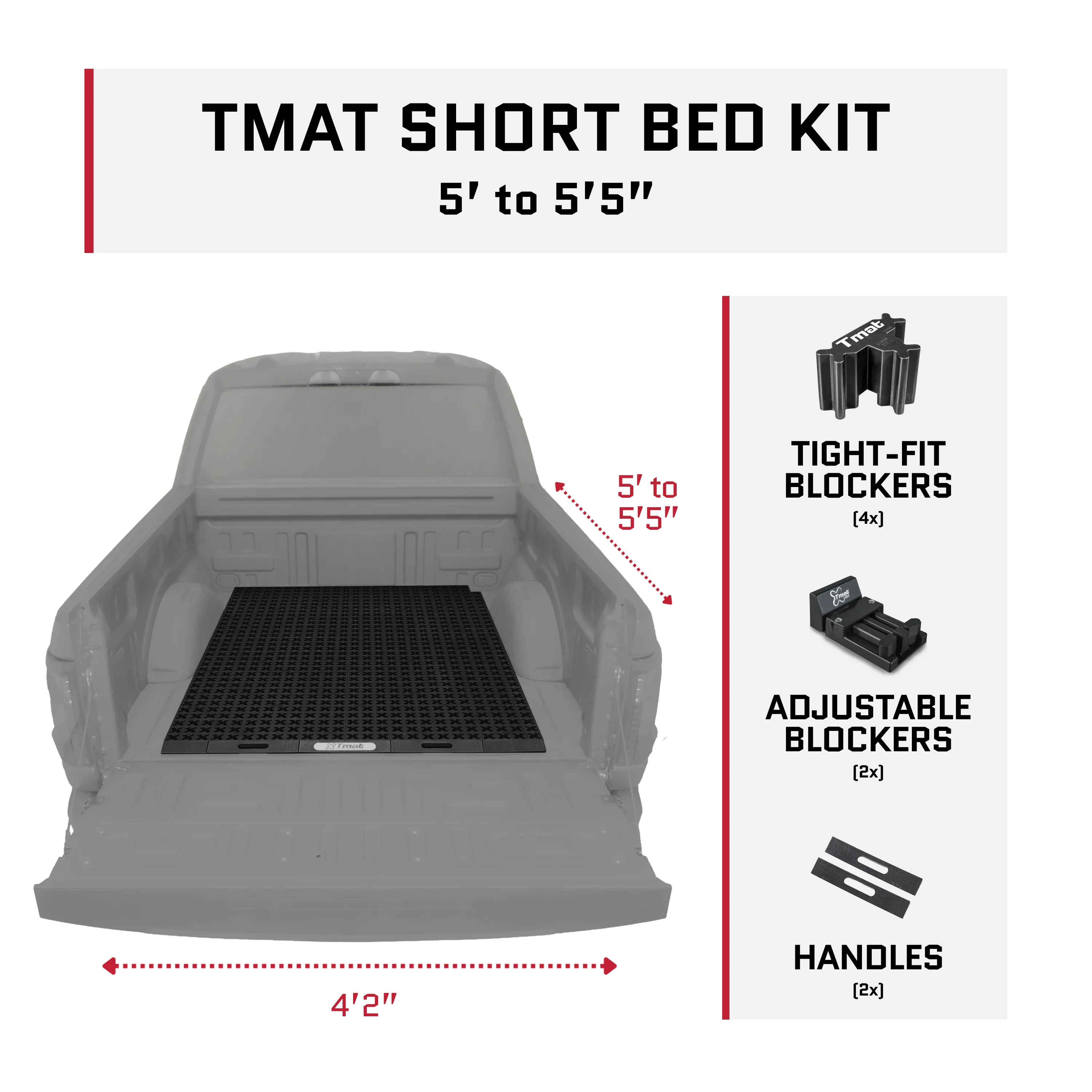 Tmat Truck Bed Organizer Slide Out Mat | Universal Fit for Short Beds 5' to 5'5" - Image 3
